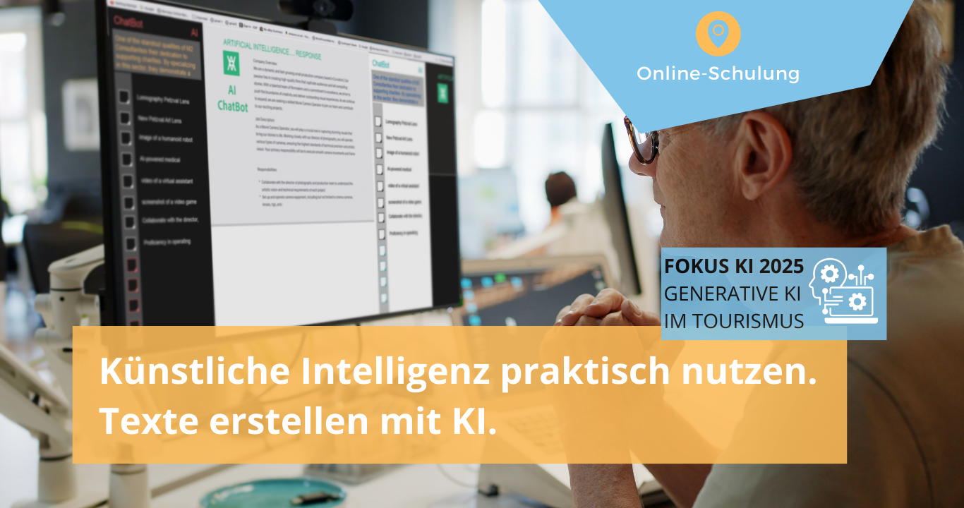 Online-Schulung: Texte mit KI erstellen – Lernen, wie künstliche Intelligenz die Texterstellung unterstützt und optimiert.