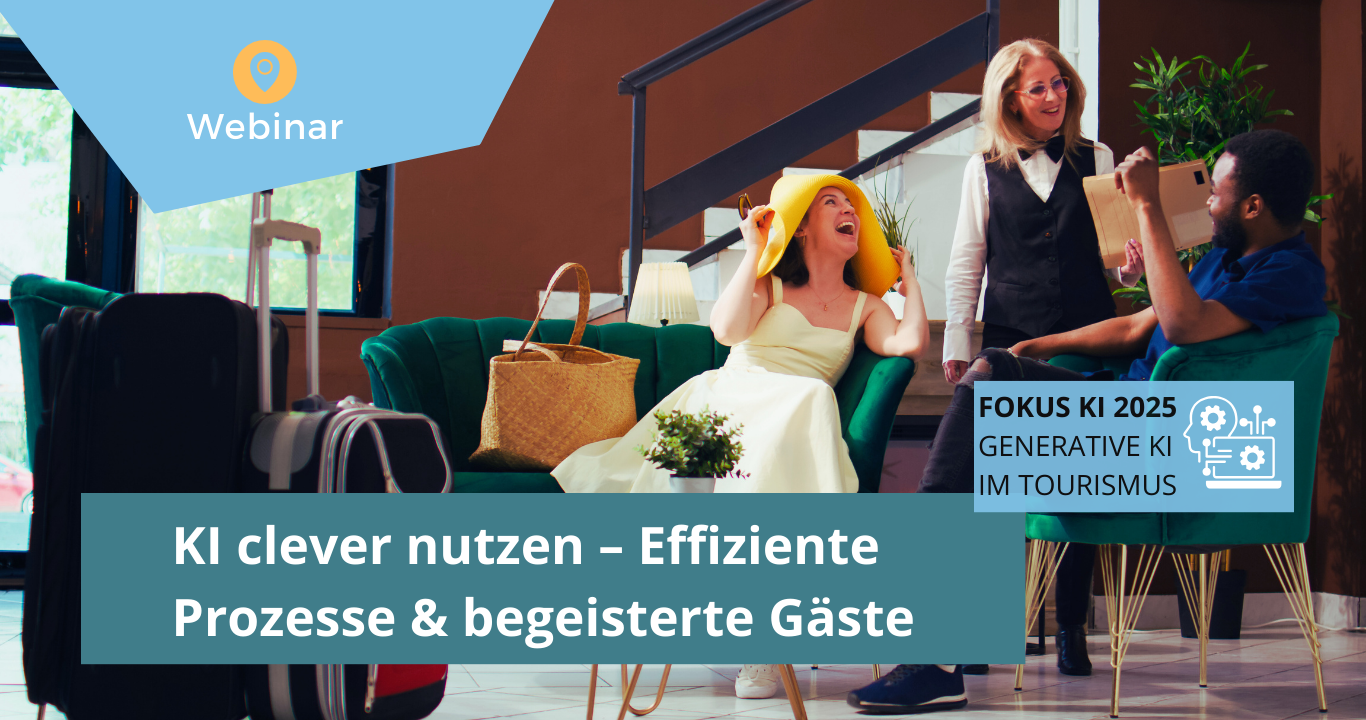 Zwei begeisterte Gäste und eine Servicekraft auf einer Hotelterrasse