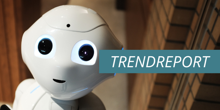 Symbolbild Trendreport Roboter und Schriftzug