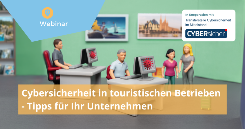 Miniatur-Reisebüro mit Viren auf den Monitoren der Computer